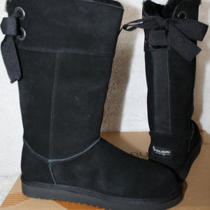 UGG KOOLABURRA TALL BOW SUEDE FUR BOOTS BLACK